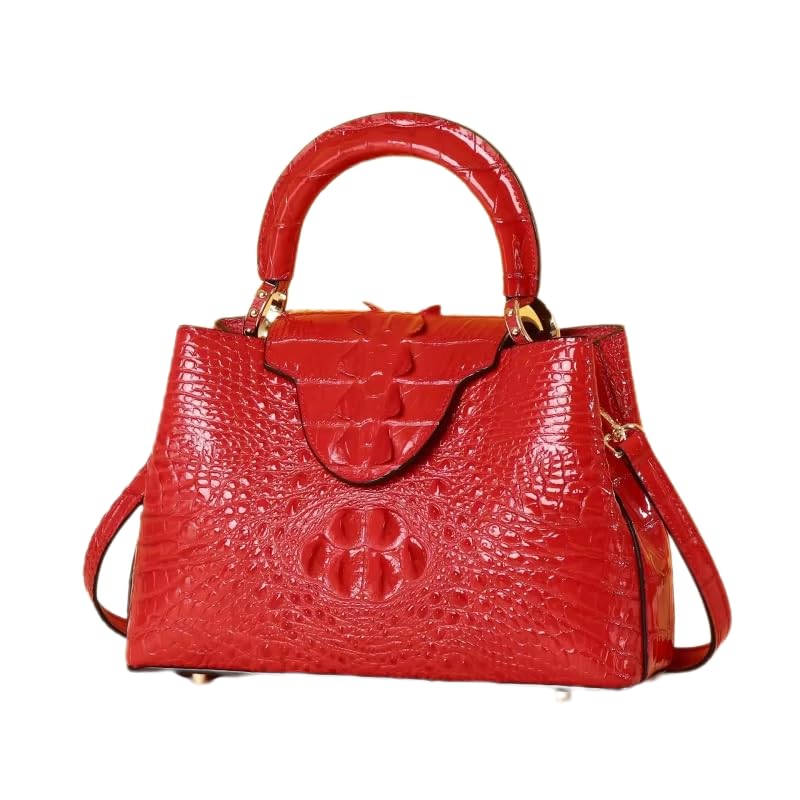 Sac à main cuir véritable imprimé crocodile pour le quotidien et les sorties