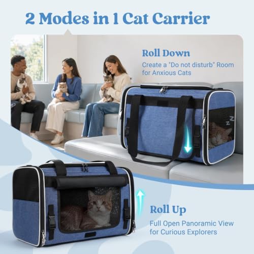Image of rabbitgoo Cat Carrier Soft with Rollable Flap, Travel Safe for Car Airline
