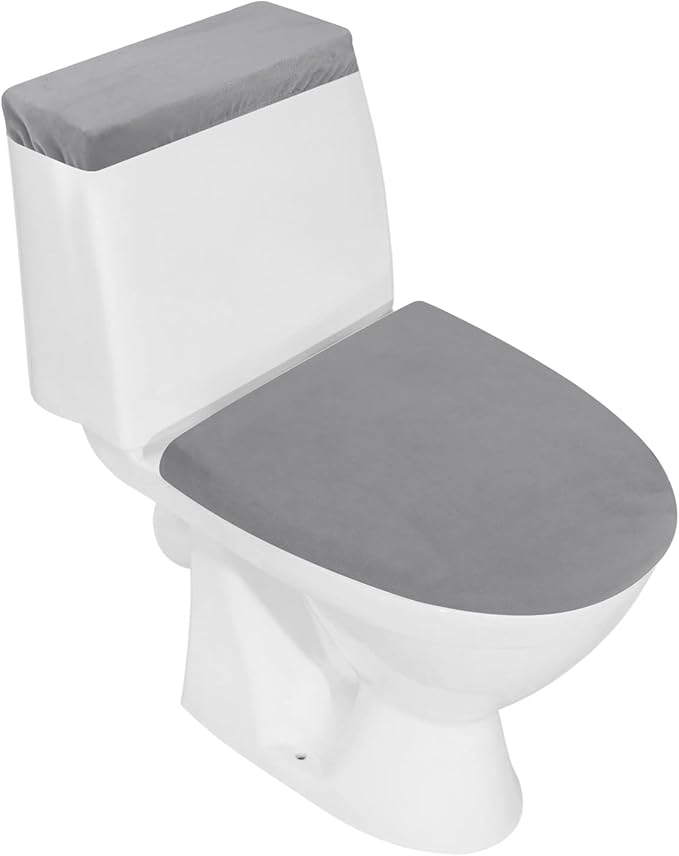 Stretch Velvet Toilet Lid Cover and Toilet Tank Lid Cover