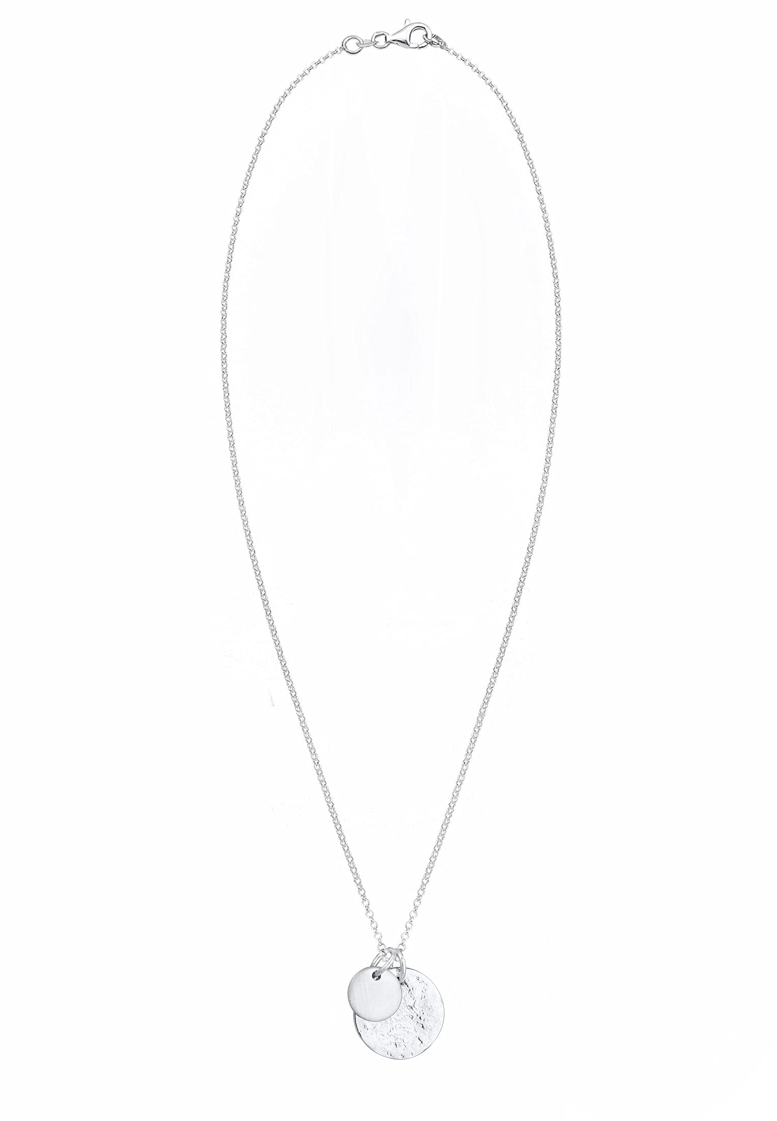 Elli Collana Donna Ciondolo Piatto Martellato in Argento Sterling 925
