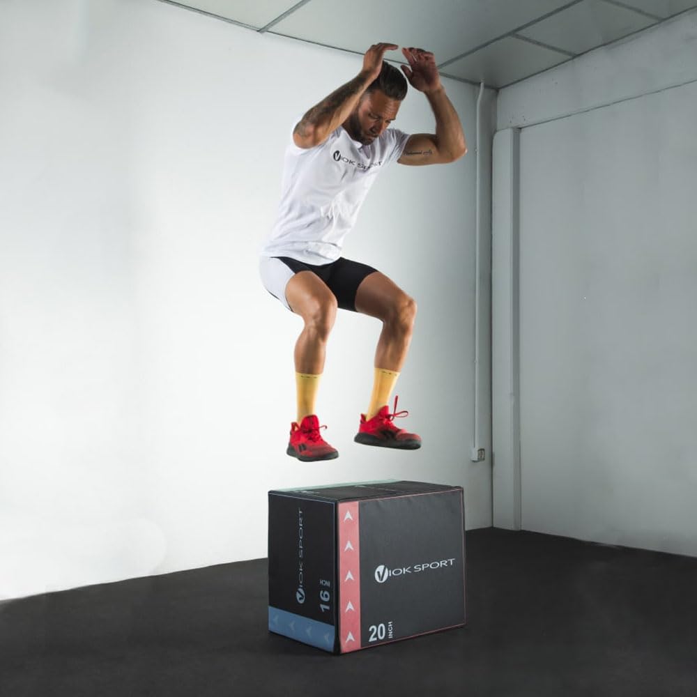 VIOK SPORT Cajón de Salto Pliométrico Soft 40x50x60 cm, 17 kg - Ideal para Entrenamientos de Agilidad y Potencia en Casa o Gimnasio con Superficie Acolchada para Mayor Seguridad
