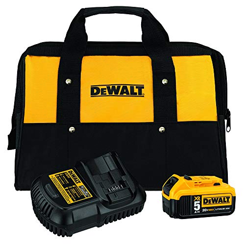 Image of DEWALT 20V MAX 5 Ah Lithium Ion Battery and Charger Kit with Bag (DCB205CK)