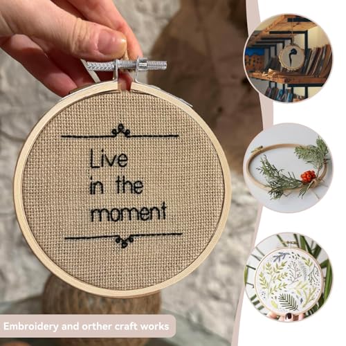 Image of Small Embroidery Hoop, 12PCS 3.5in Wooden Embroidery Hoops Circle Cross Stitch Hoop Ring Small Round Embroidery Frames for Display, Art Craft Sewing, Home Ornaments