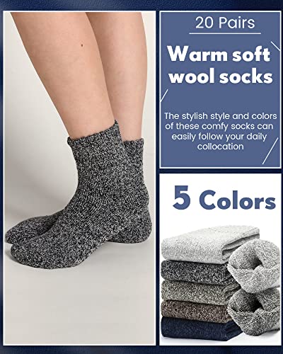 JaGely 20 Pairs Women Knit Wool Socks Bulk Thick Warm Winter Crew Gifts Athletic Hiking Soft Casual Socks2