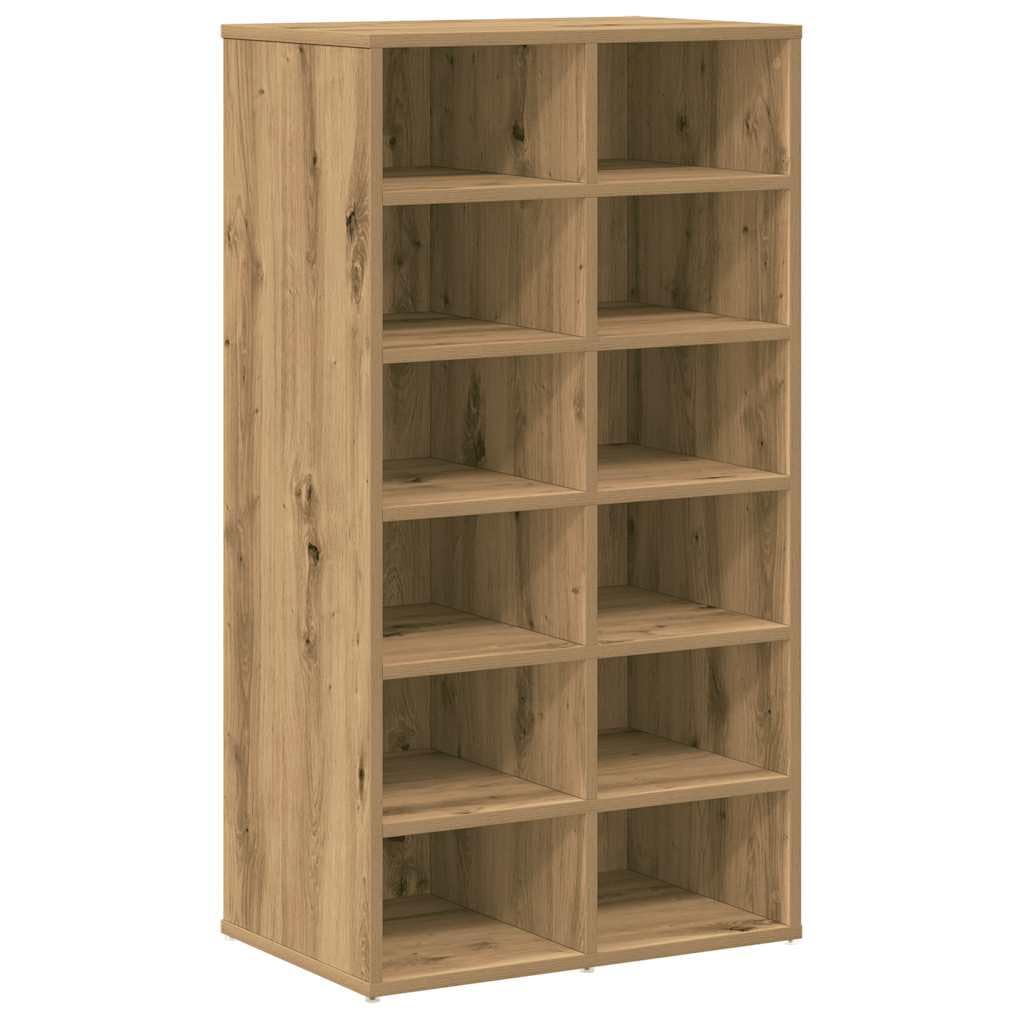 Scarpiera a 12 Mensole Rovere Artigianale 54x34x100,5 cm