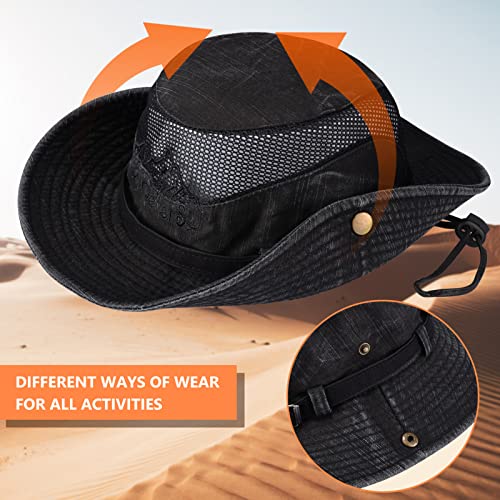 Obling Sun Hat, Fishing Hat Upf 50 Wide Brim Bucket Hat Safari Boonie Hat Black #TOP2