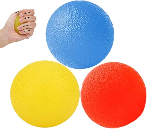 FMELAH 3 Resistance Levels Hand Exercise Balls, Stress Balls for Adults, Squeeze Balls for Physical Therapy, Hand Grip Strength Trainer Hand Squeezers for Strength, Wrist Forearm Finger Exerciser
