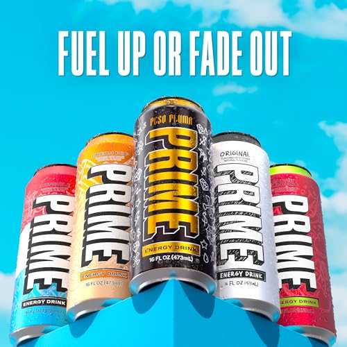 Image of PRIME Energy PESO PLUMA, Sugar Free Energy Drink, 200mg Caffeine and 355mg of Electrolytes for Hydration, Low Calorie, Vegan, Gluten Free, 16 Fluid Ounce, 12 Pack
