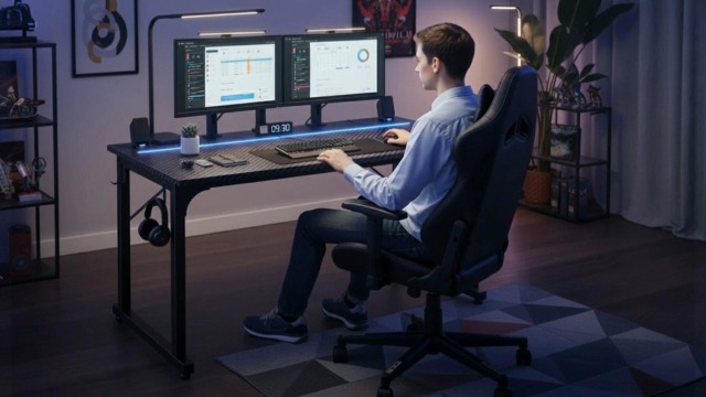 Amazon.com: DurayLoly 55” Carbon Fiber Gaming Desk, IP65 RGB LED
