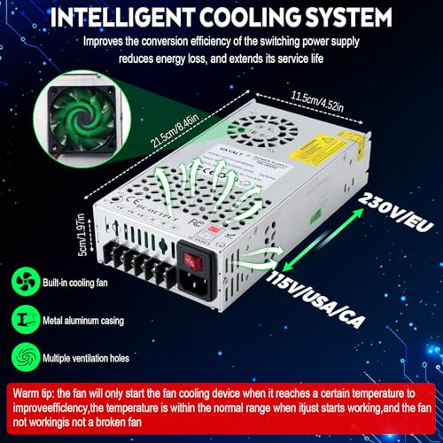Image of VAYALT DC 18V 33.3A 600W Switching Power Supply, 110V /220 V Power Supply AC to DC Converter, Universal Regulated Switching,18V Power Supply for CCTV Camera System,3D Printer,Led Strip,Computer Project