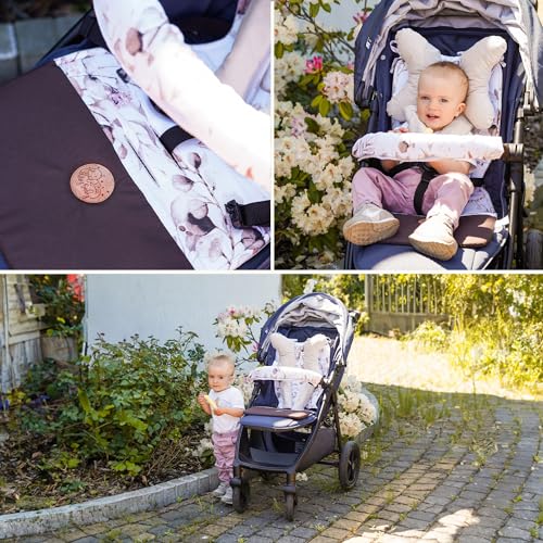 Sitzauflage Buggy Einlage Kinderwagen Zubehör - Sitzunterlage Auto Kindersitz Sitzpolster für Babyschale Fahrradanhänger Baby Sitzauflagen und Unterlage 75x35 cm Blätter