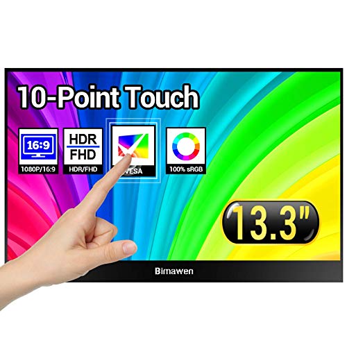 Bimawen 13.3“ Touchscreen Portable Monitor,Ultra-Thin 1080p HDR Monitor,Compatible with Xbox,Switch,PC,Laptop,FHD 1920x1080 IPS Screen Bimawen 13.3“ Touchscreen Portable Monitor,Ultra-Thin 1080p HDR Monitor,Compatible with Xbox,Switch,PC,Laptop,FHD 1920x1080 IPS Screen