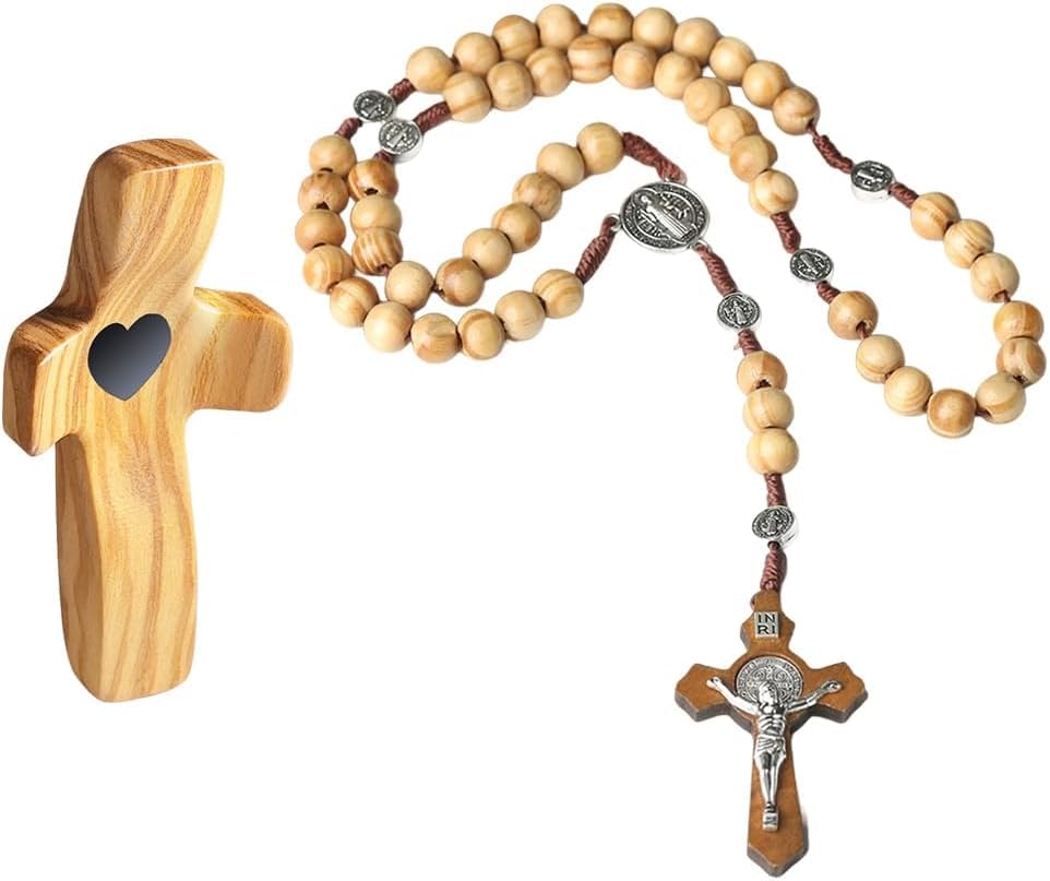 TTPSRY Rosario Religiosos de Madera Cruz de Madera Olivo en Jerusalén (B)