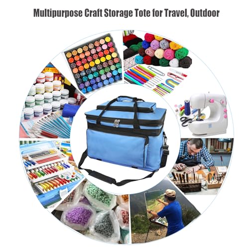 Image of Art and Craft Storage Organizer Bag Paint Art Supplies Storage Bag Arts Craft Tool Carrying Case Artist Paint Tool Box for Travel Foldable Waterproof Large Capacity Storage Tote Bag for Crafts Sewing