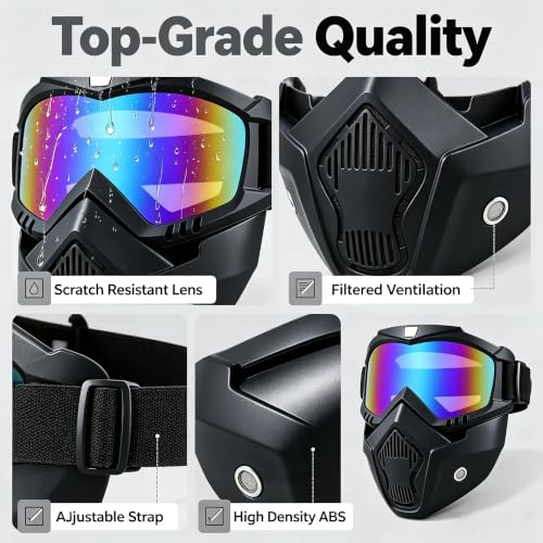 Image of Motorcycle Face Mask Full Face,Dirt Bike Goggles Motocross, ATV, Offroad, Riding Racing Goggles for Men Women
