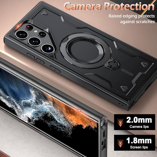 Image of for Samsung Galaxy S22 Ultra Case Magnetic with stand [with Mag-Safe] [with Screen Protector] Wireless Charging, Shockproof Galaxy S22 Ultra 5G Case, Ring Holder Phone Cover for Samsung S22 Ultra
