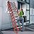 Attic Ladder, Wall-Mounted Folding Pull Down Stairs, 12-Steps Retractable Wall Loft Ladder Aluminum-Magnesium Alloy Loft Attic Extension Ladder for Attics, Hotels, Outdoor, Basements (Orange-white)