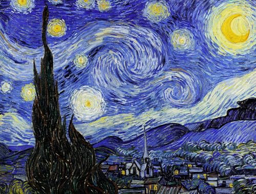 KUSTOM ART Affiche murale décorative Série Peintres célèbres Van Gogh La Nuit étoilée Impression sur papier couché 40 x 30 cm sans cadre