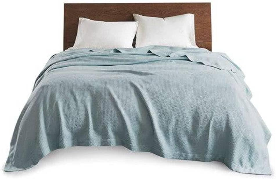CinchFit Quahog Bay Boat Bedding Universal V Berth Boat Blanket for Boaters- 100% Cotton Basket Weave Boat Blanket (Light Blue, Universal V Berth)
