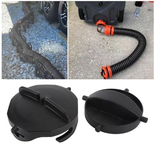 Image of aqxreight 2pcs RV Sewer Cap Leakproof Double Ear Type Anti Aging Plastic Hose Cap Replacement Suitable for RV Sewer System Easy Installation Secure Seal