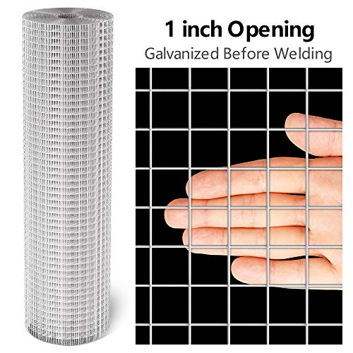 AMAGABELI GARDEN & HOME Hardware Cloth 48inch x 100ft 1inch 17Gauge Galvanized Before Welding Square Wire Diameter Wire Mesh Fence Roll Vegetables Netting Rabbit Chicken Coop Animal Enclosure BG301