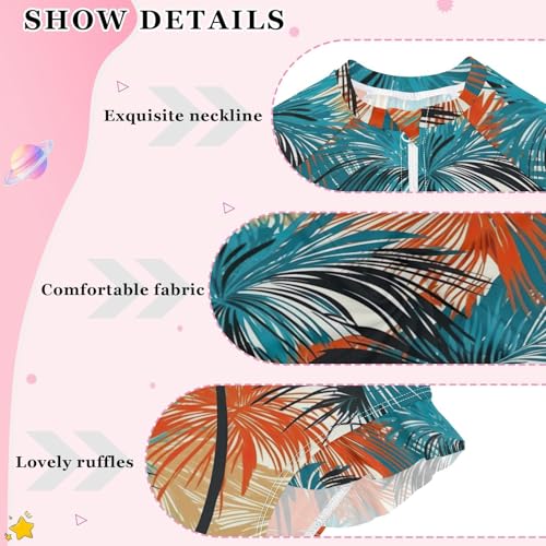 Colorful Tropical Palm Trees Girls Long Sleeve Swimsuit UPF 50+ Rashguard Swimwear One Piece Bathing Suit 212177063