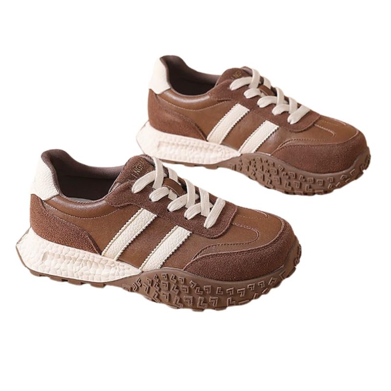 Women Genuine Leather Training Shoes | Thick Sole Rubber Sports Running Shoes | Lightweight & Comfortable