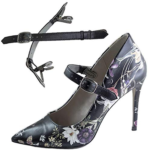 Eliza May Detachable Shoe Straps ShooStraps - to Hold Loose high Heeled Shoes, Wedges and Flats (Double Black Clip)