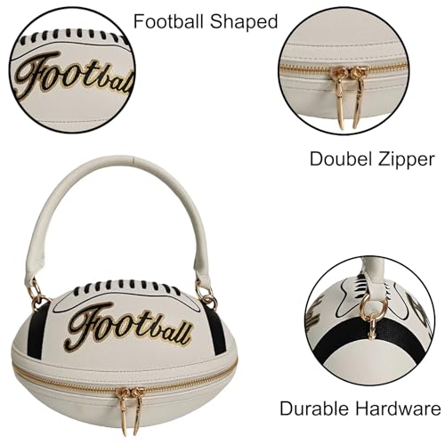 Image of Women Rhinestone Football Shaped Handbag Chain Crossbody Shoulder Bag Football Purse | Rugby, Unique, Novelty, Football