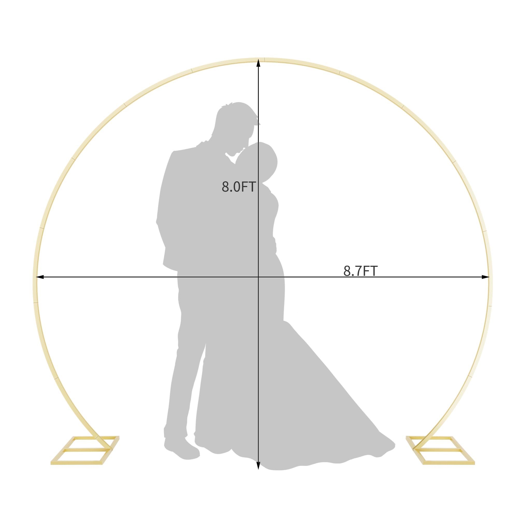 Gawicpy 8.7FT Round Backdrop Stand Metal Circle Balloon Arch Frame, Backdrop Stand Arch, Wedding Arches for Ceremony Birthday Party Bridal Graduation Decoration Baby Shower (Gold)