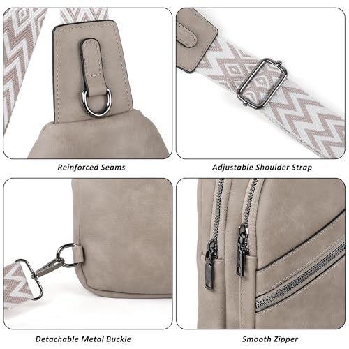 Image of TANTOMI Sling Bag Crossbody Bags for Women Leather Cross Body Bag Trendy Fanny Pack Chest Travel Purse with Adjustable Strap