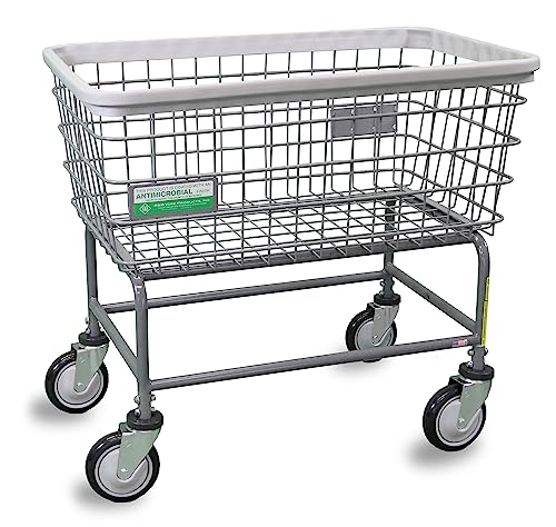 R&B Wire™ 200F/ANTI Antimicrobial Large Capacity Laundry Cart, 4.5 Bushel, Gray, Made in USA