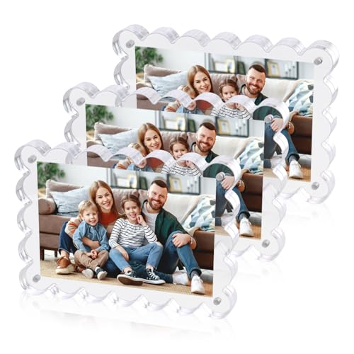 3 Pièces Cadre Photo Magnétique en Acrylique, 13x18 cm Bloc Photo en Acrylique Transparent, 20 mm D'épaisseur Double Face Magnétique Cadre Photo, Tableau Cadre Plexiglass Magnetique pour Table