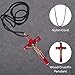 Catholica Shop Cherry Wooden Crucifix Pendant Necklace - Catholic Wear for Men & Women Solid Wood Nylon Cord Prayer Accessory 2.4 Inch Necklace Handcrafted in Brazil With Prayer Card
