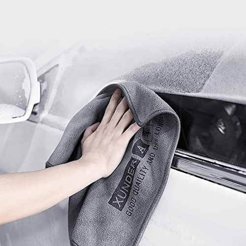 Image of Microfiber Cloth - 30x75 cms - 340 GSM Grey- Thick Lint & Streak-Free Multipurpose Cloths - Automotive Microfibre Towels for Car Bike Cleaning Polishing Washing & Detailing(30*75CM,Set of 2)