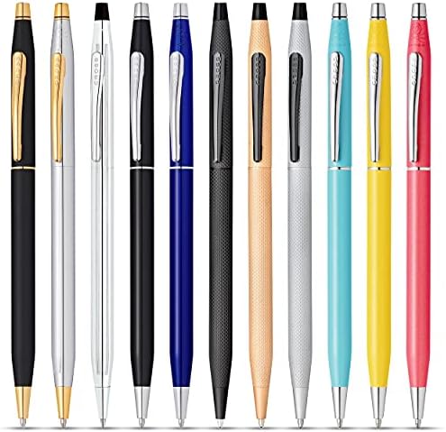 CROSS Classic Century Refillable Twist-Action Metal Ballpoint Pen, Medium Ballpoint, includes Premium Gift Box and Black Cartridge, 1 Pack, Lustrous Chrome