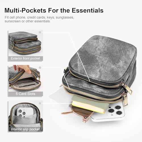 VONAL Leather Crossbody Purse for Women Triple Pockets Designed Shoulder Bag3