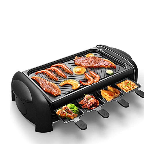 Tischgrill Elektrogrill Smokefree Grill -Auffangschalen, 1200 Watt Teppanyaki Grill Antihaft-Kochfläche Und Einstellbarer Temperaturknopf Für Balkon