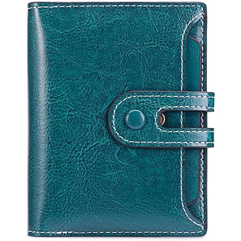 GOIACII Purses for Women Genuine Leather RFID Blocking Small Bifold Ladies Wallet with Zipper Coin Pouch Cover
