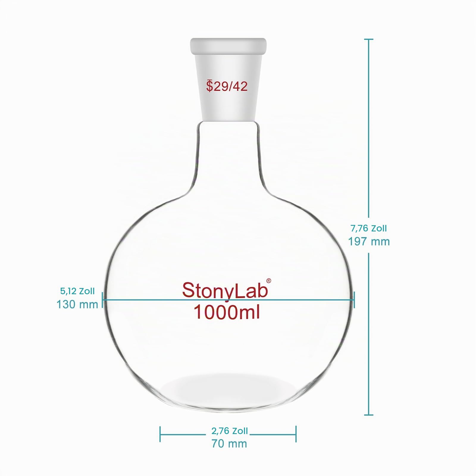 stonylab Soxhlet Extraktions Kit mit Borosilikatglas 60/45 Soxhlet Extraktor, Graham Kondensator und Zwei 1000 ml 29/42 Flachbodenkolben für Laborgebrauch