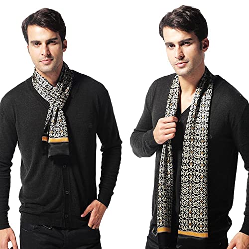 Lonxu Fashion Mens 100% Silk Long Scarf/Cravat Scarives Double Layer