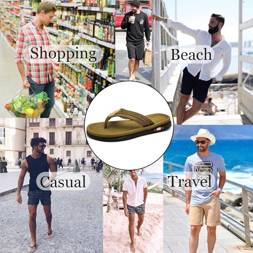 Image of Mens Flip Flops Thong Sandals Lightweight Comfortable Summer Beach Slides Soft Cushion Footbed Open Toe Slippers for Pool Showers Dorms Water Friendly Indoor and Outdoor