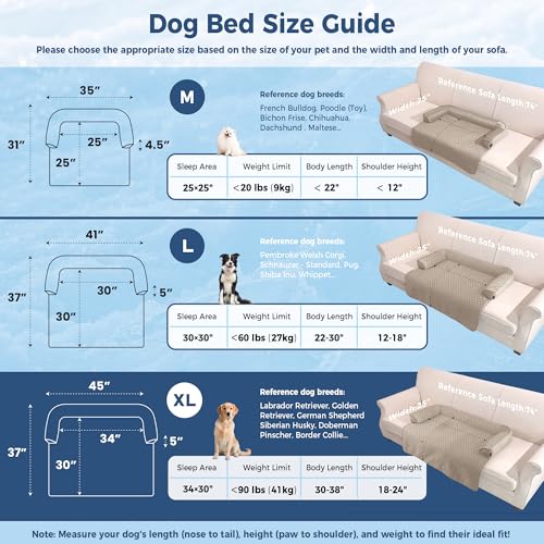 Image of XLarge Dog Cooling Bed for Sofa, 45x37 Inch Pets Couch Cover Mat
