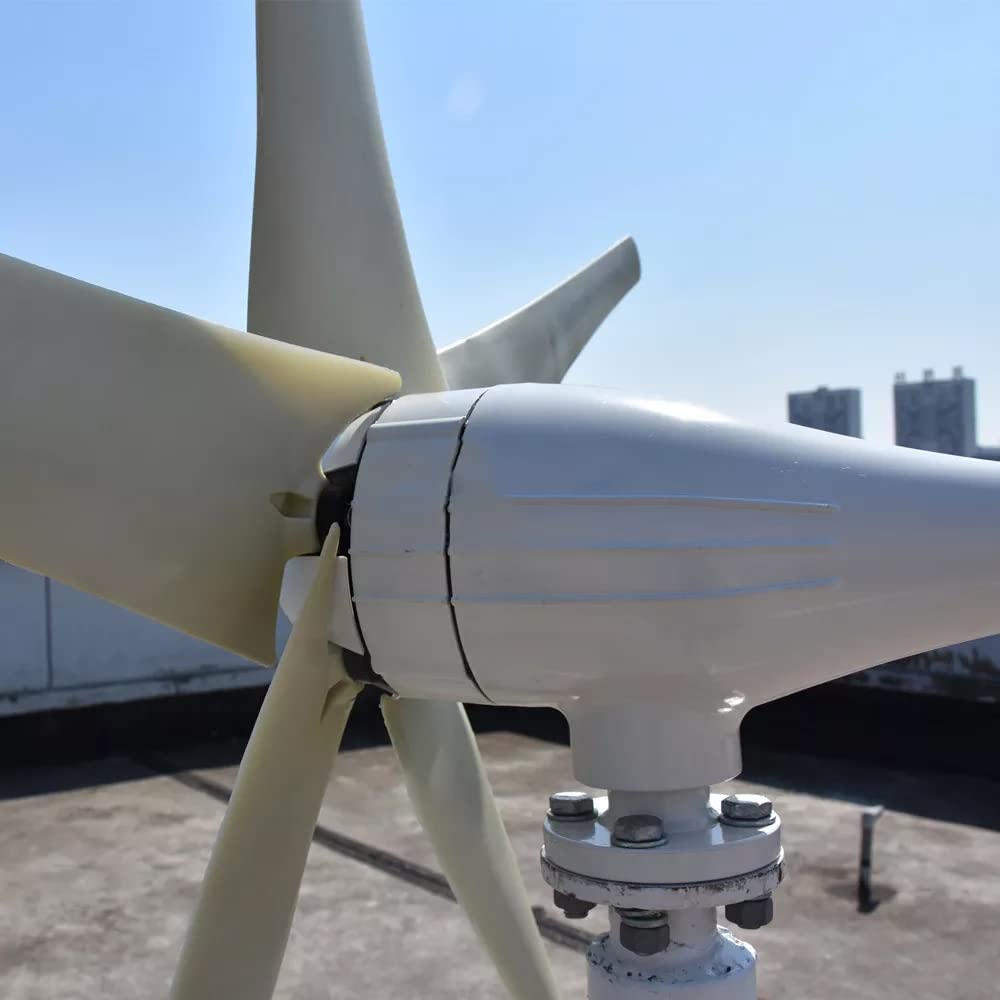 600W Windkraftanlage 12V 24V 48V Windturbine mit 5 Flügeln und kostenlosem MPPT Laderegler Horizontaler Windgenerator für Zuhause Bauernhof