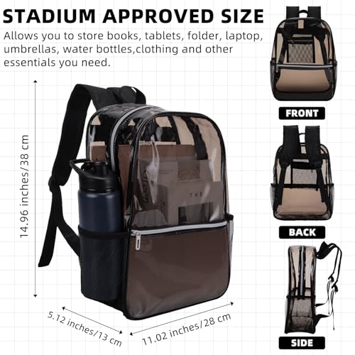 Amylove 24 Pcs Clear Backpacks for School Bulk 15" Heavy Duty Transparent PVC Backpacks Stadium Approved for School Work Travel (Clear Black)2