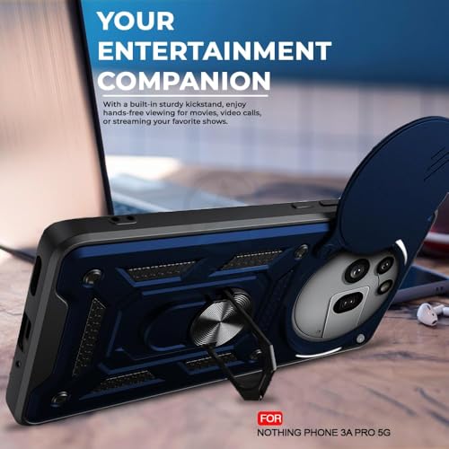 Image of AIBEX Back Cover for Nothing Phone 3(a) Pro 5G | D10 Tough Armor Case | Sliding Camera Shield | 360 Protection | Kickstand Ring Holder | Military-Grade Shockproof Bumper Case