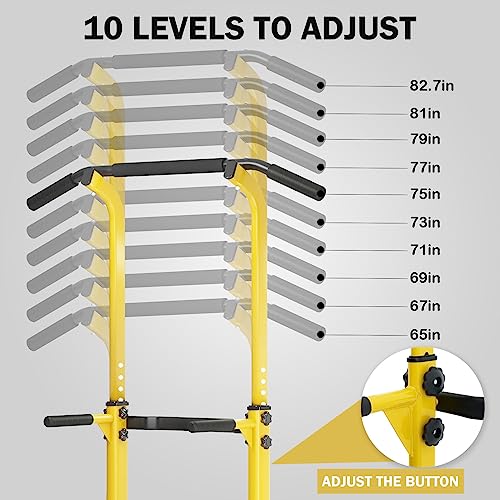 Sogespower Power Tower Dip Station Pull Up Bar For Home Gym Adjustable Height Strength Training Workout Equipment,Yellow #TOP6