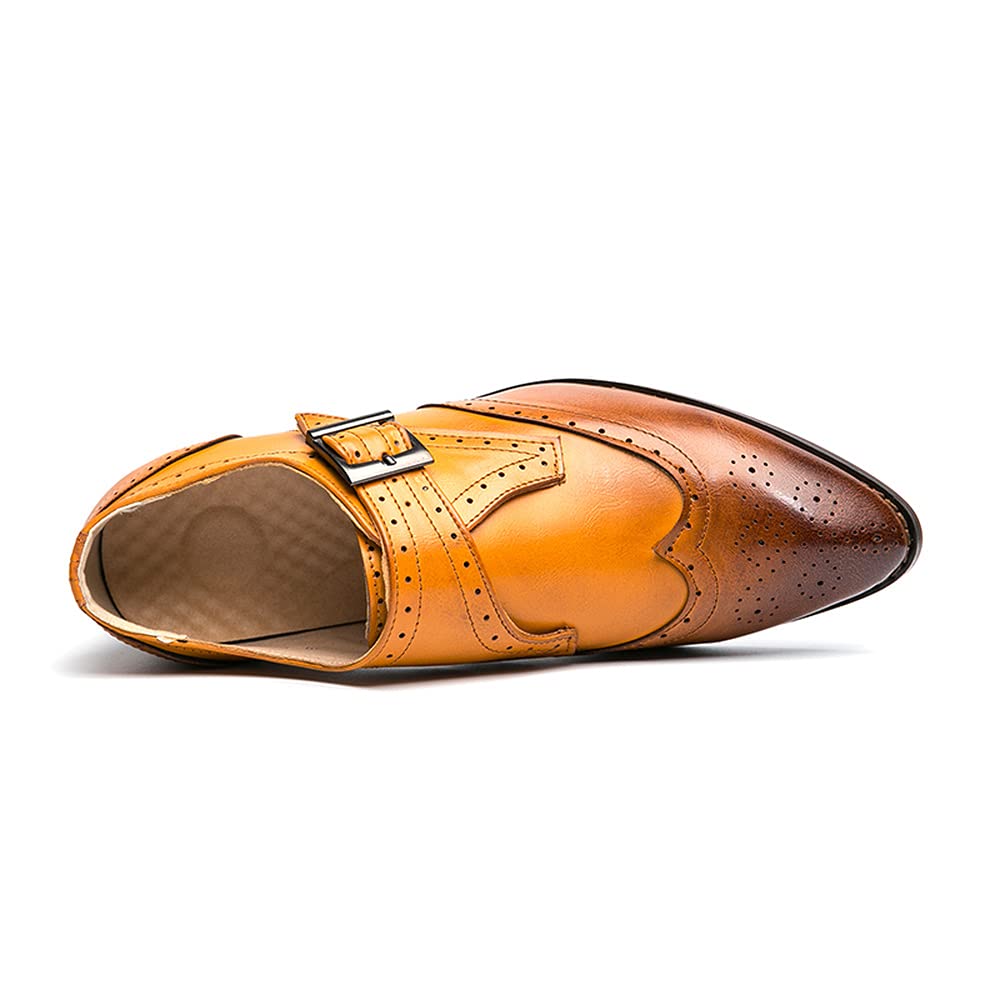 HuitJours Oxford-Schuhe für Herren, Mehrfarbig, Brogues, Flügelspitzen, Schnürung, Patchwork, zweifarbig, farblich passend, gestanzt, runde Zehenpartie, A-Multicolor, 40 EU