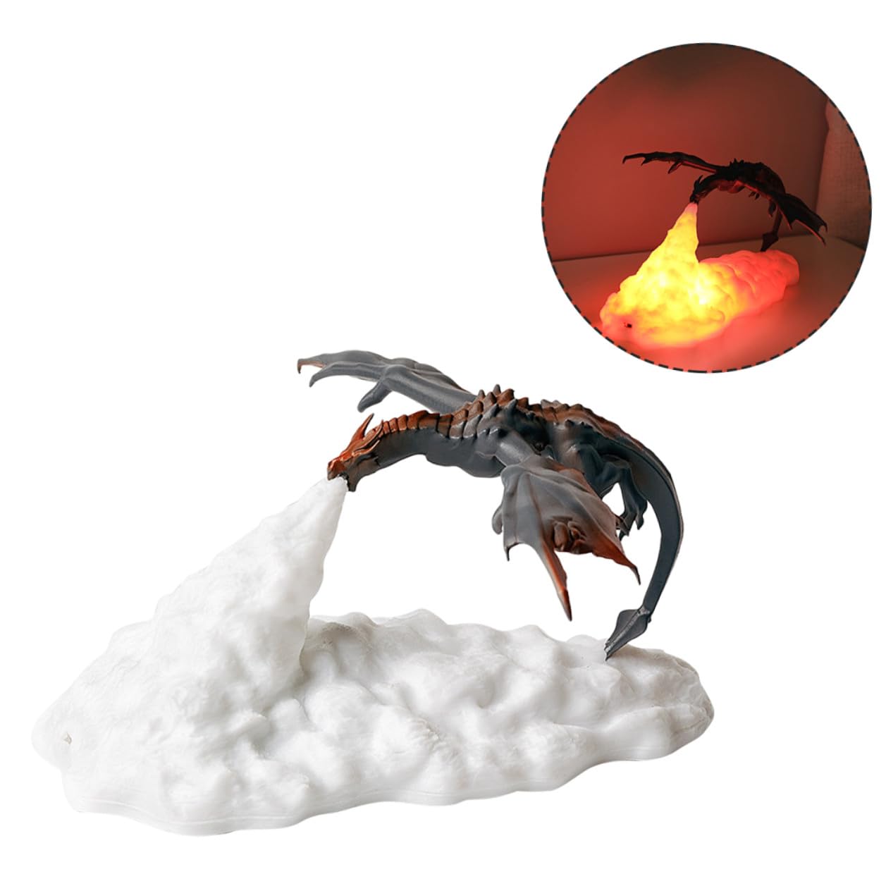 Lampe 3D Dragon Cracheur de Feu LED, Veilleuse Tactile Rechargeable USB