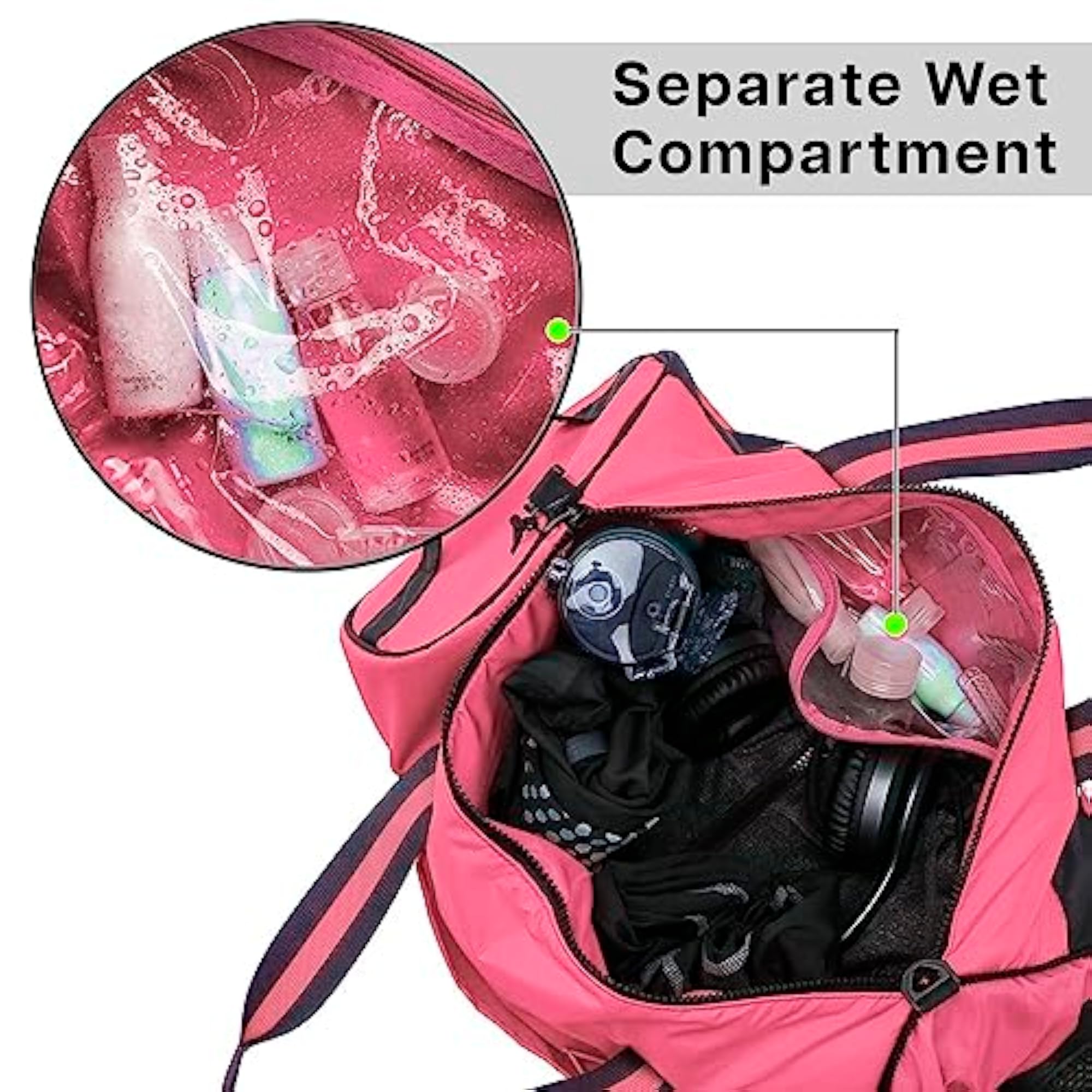 Nylon Travel Duffle Bag for Women with Compartments